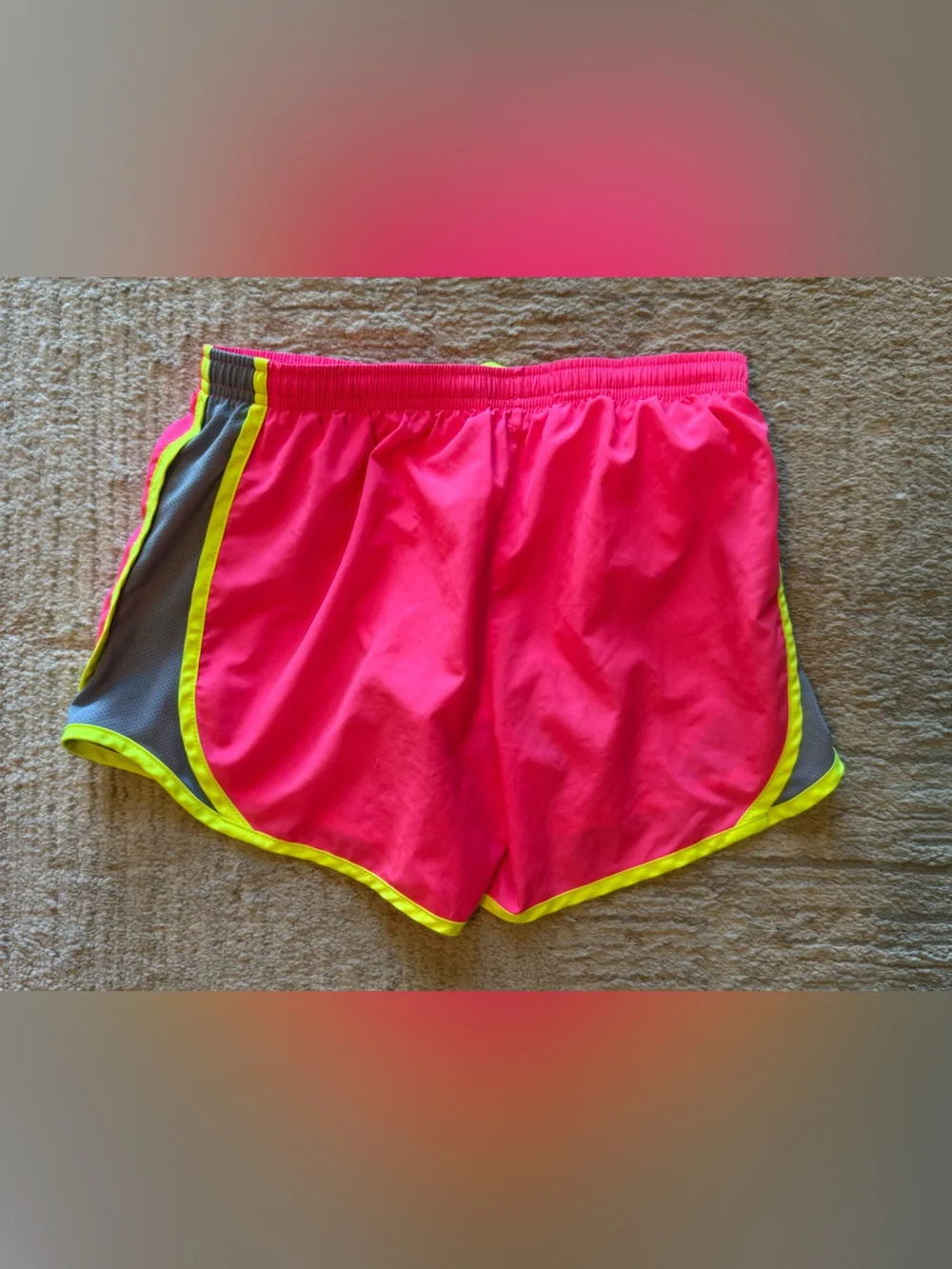 Nike Hot Pink Running Shorts with Neon Yellow Trim